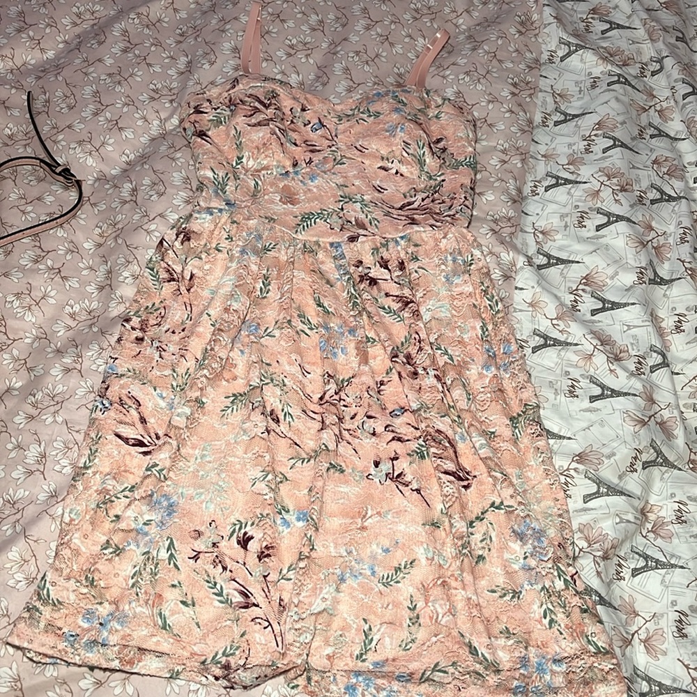 Pink Flowered Lace Dress